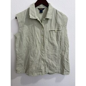 Woolrich Vintage Sleeveless Button Up Tank Shirt Womens M Cotton Green Plaid